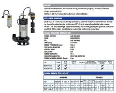 Sumak SDF 14/2-A Asansör Flatörlü Foseptik Pompası 1.5 HP