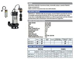 Sumak SDF 18/2-A Asansör Flatörlü Foseptik Pompası 1.8 HP