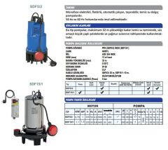 Sumak SDF 15/1 Temiz Su Dalgıç Pompa 1.5 HP