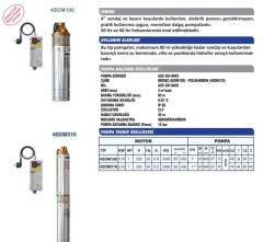 Sumak 4SDM100 Temiz Su Dalgıç Pompa 1 HP