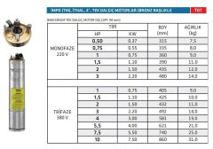 İmpo 4'' TM Dalgıç Pompa Motoru 7.5 HP  380V (Bronz Başlıklı)