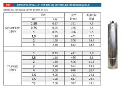 İmpo 4'' FR Dalgıç Pompa Motoru 2 HP  380V (Döküm Başlıklı)