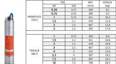 Coverco Dalgıç Pompa Motoru 4'' 3 HP 220V İtalyan