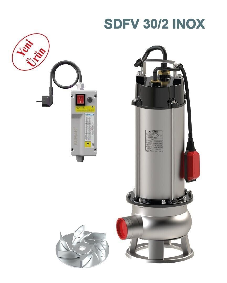 Sumak SDFV 20/2 İnox Paslanmaz Foseptik Dalgıç Pompa 2.2 HP 220V