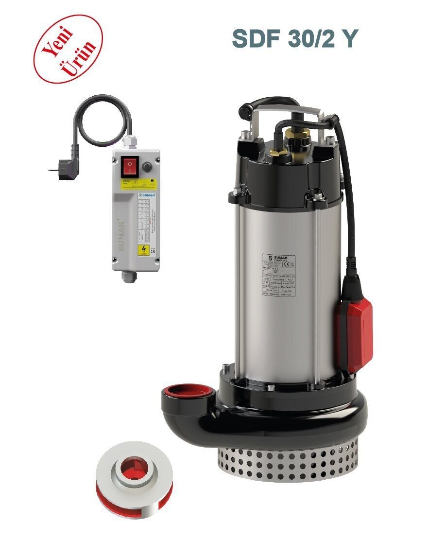 Sumak SDF 30/2-Y Az Kirli Drenaj Dalgıç Pompa 3 HP 220V