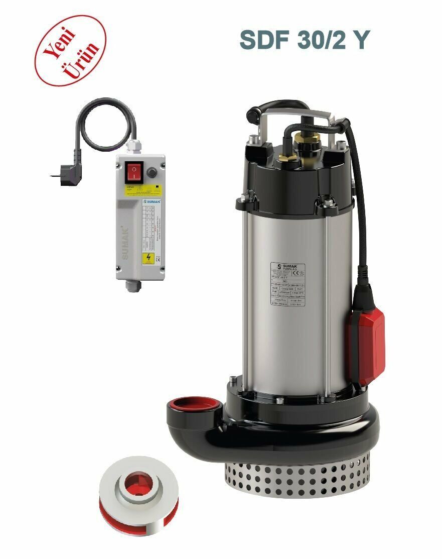 Sumak SDF 20/2-Y Az Kirli Drenaj Dalgıç Pompa 2.2 HP 220V