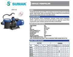 Sumak SMH85 Havuz Pompası 0.85 HP 2''
