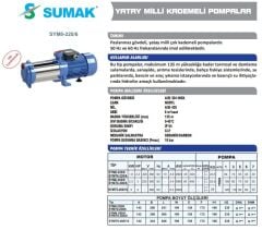 Sumak SYMT8 220/6 Yatay Kademeli Sessiz Pompa 2.2 HP