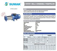 Sumak SYM12 220/4 Yatay Kademeli Sessiz Pompa 2.2 HP