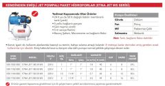 Etna Jet 100-50 WS Jet Hidrofor 50 LT  Tanklı 1 HP 6 Kat 8 Daire
