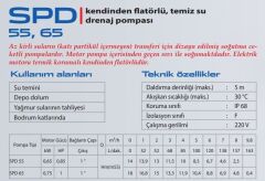 Star Pompa SPD 65 Drenaj Dalgıç Pompa 1 HP