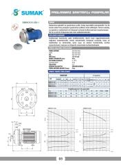 Sumak SMINOX/K-220/1T 304 Paslanmaz Santrifüj Pompa 2.2 HP 380V
