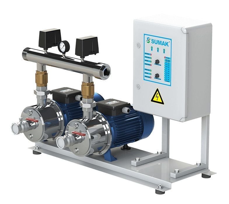 Sumak SMINOX12B220/2 İki Pom. Pas. Emişli Hidrofor 7 K-28 D - 2x2.2 HP - 380V