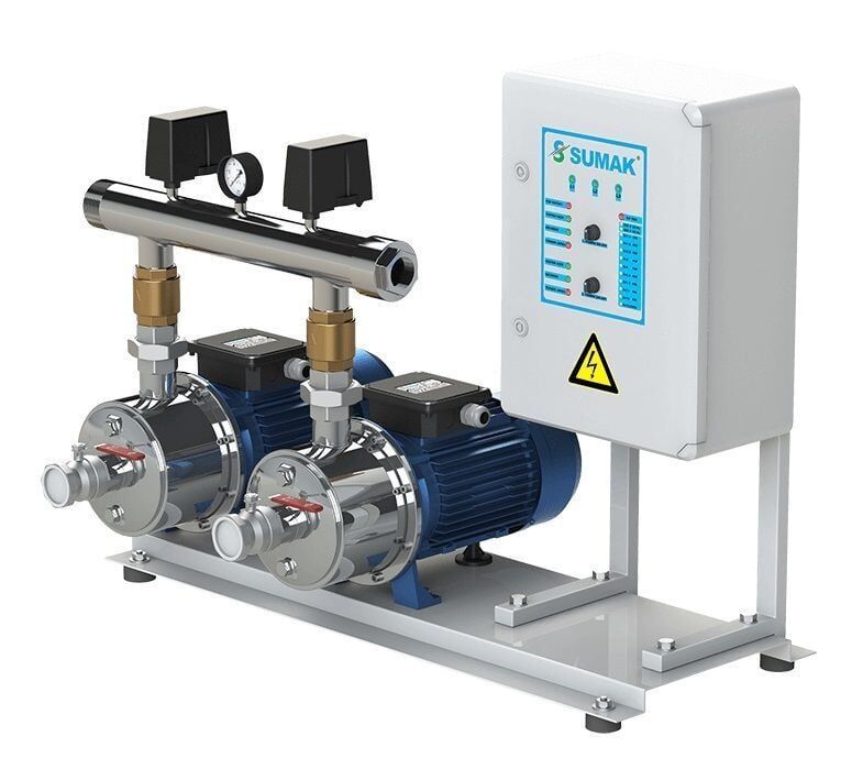 Sumak SMINOX12B220/2 İki Pom. Pas. Emişli Hidrofor 7 K-28 D - 2x2.2 HP - 220V