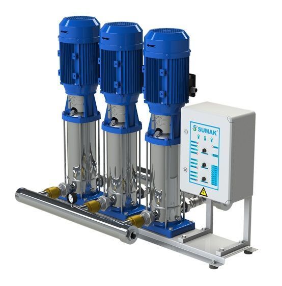 Sumak SHTP16 C 750/12 Üç Pom. Paslanmaz Hidrofor 3x7.5 HP 19 Kat 144 Daire - 380V