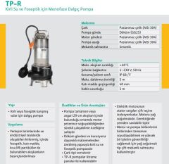Wilo TP-R 8 M Foseptik Dalgıç Pompa 0.8 HP