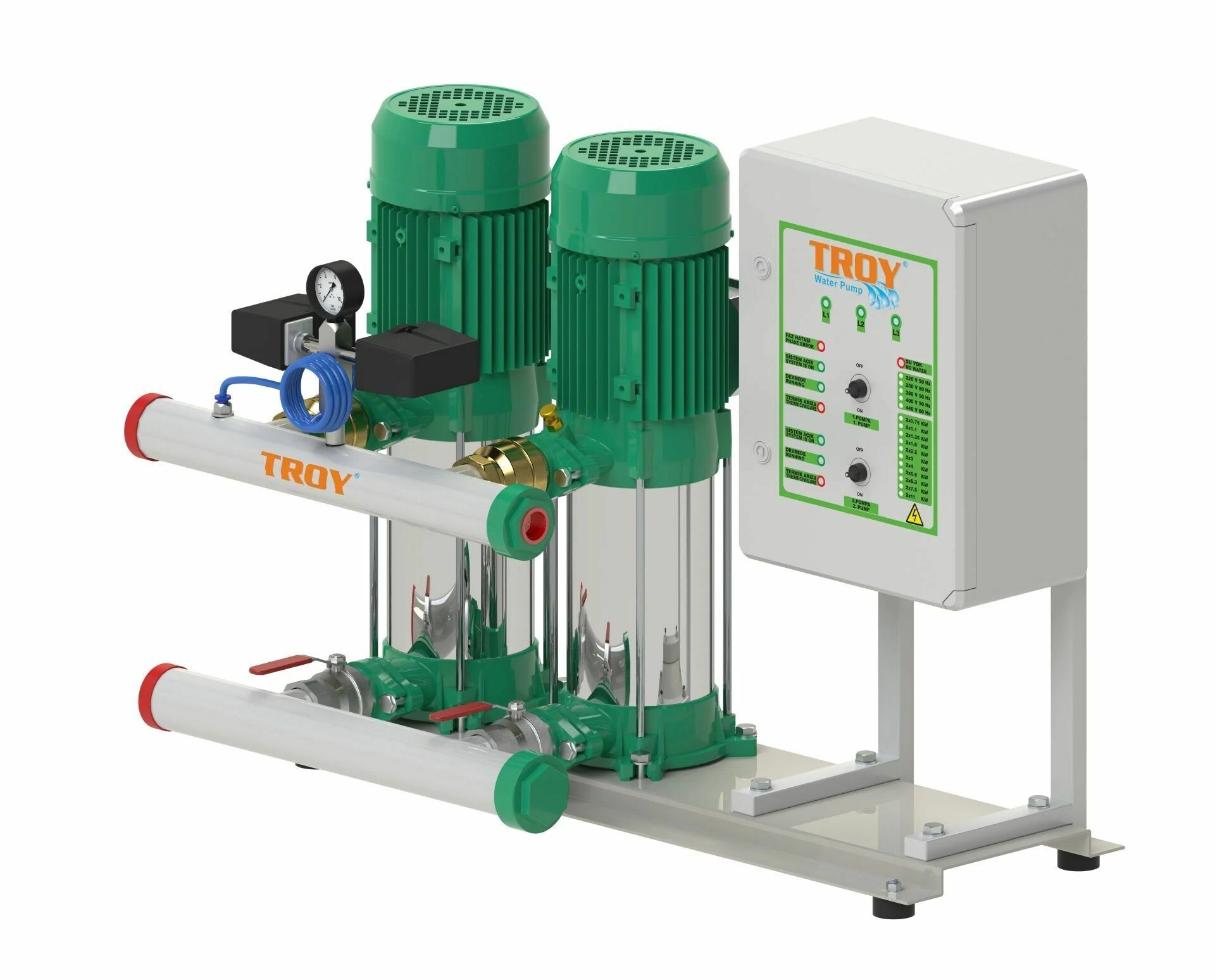 Troy Pompa HDHT12 B 4000/6 İki Pom. Hidrofor 2x3 HP 9 Kat 70 Daire - 380V