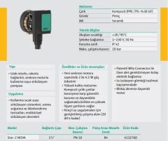 Wilo Star Z Nova Re Sirkülasyon Pompası Pirinç Göv. 1/2