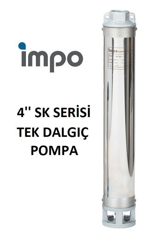 İmpo SK 401/19 - 4'' Tek Dalgıç Pompa  116 Mss - 0.75 HP (Krom Başlıklı)