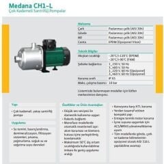 Wilo Medana CH1-L.406-1/E/A/10T Yatay Çok Kademeli Santrifüj Pompa